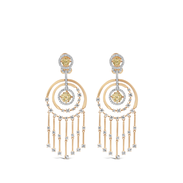 Yellow Diamond Circle Earrings